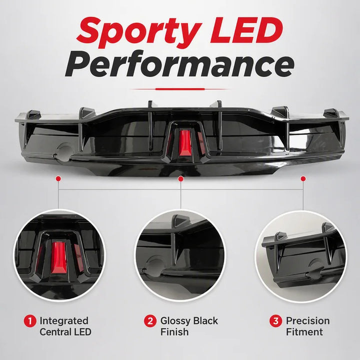 Car Craft Compatible With Tesla Modle Y 2017-2026 Rear After Bumper Lip Diffuser Skirt Trim F1 Led Light Style Glossy Black