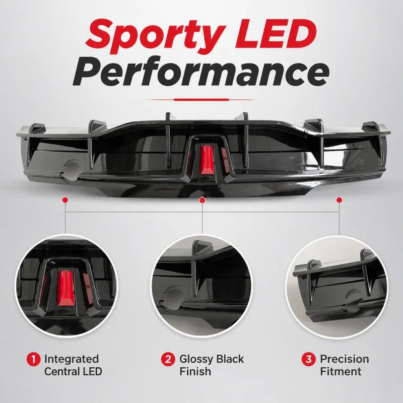 Car Craft Compatible With Tesla Modle Y 2017-2026 Rear After Bumper Lip Diffuser Skirt Trim F1 Led Light Style Carbon Fiber Look