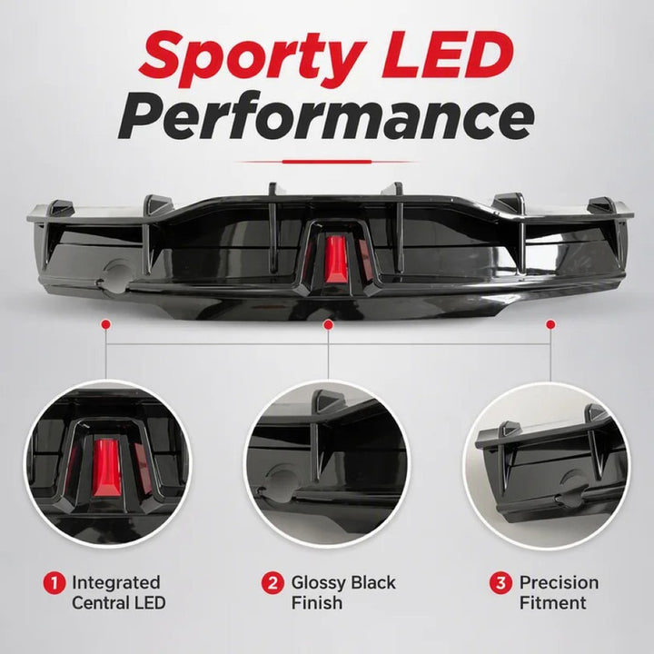 Car Craft Compatible With Tesla Modle Y 2017-2026 Rear After Bumper Lip Diffuser Skirt Trim F1 Led Light Style Carbon Fiber Look