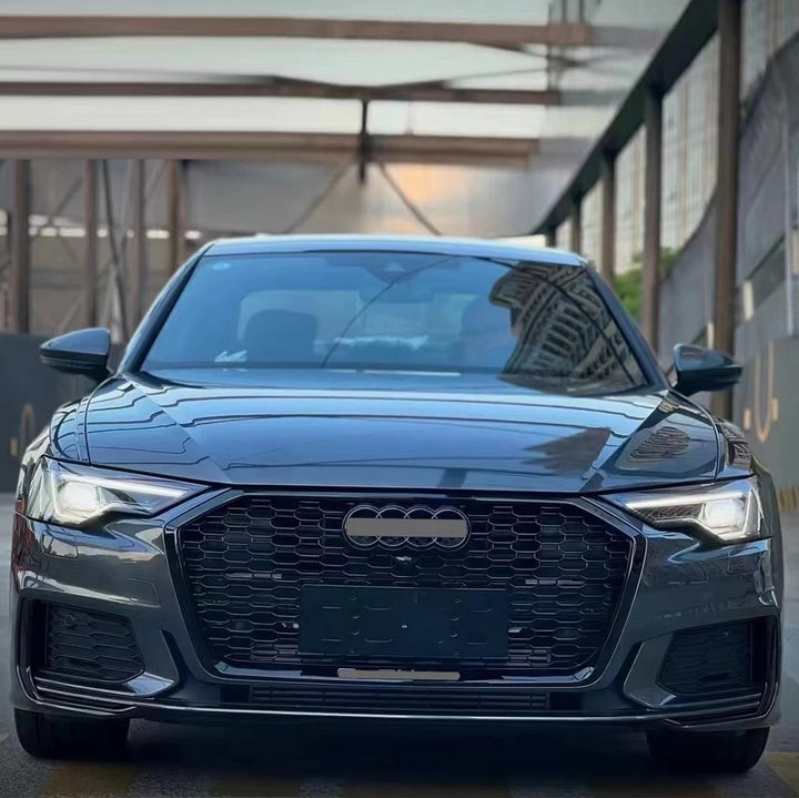 Car Craft Compatible With Audi A6 C8 2019-2025 Rs6 S6 Sport Front Bumper Lip Splitter Skirt Trim A6-018 019 Gc Glossy Black CC-11297