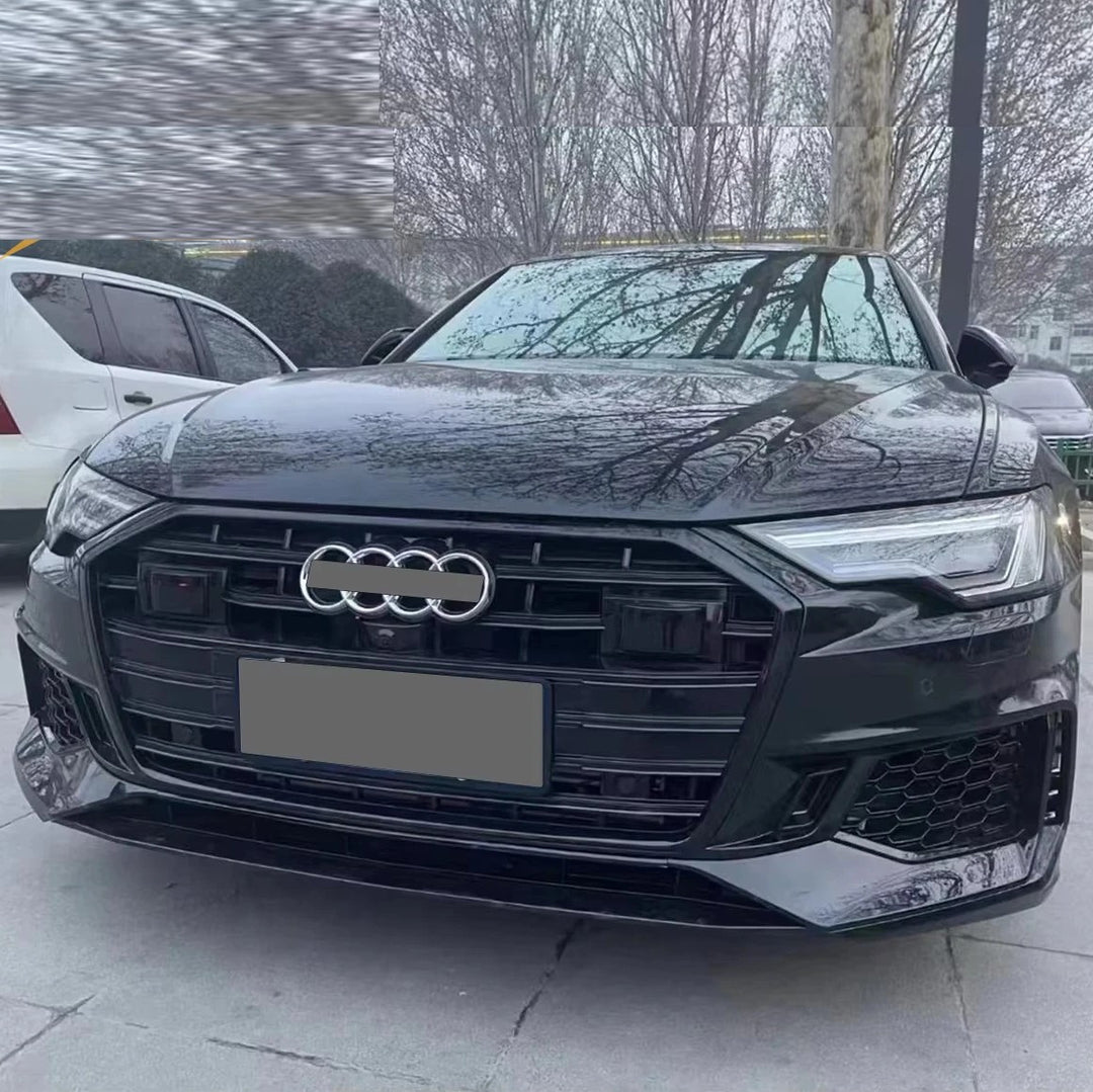 Car Craft Compatible With Audi A6 C8 2019-2025 Rs6 S6 Sport Front Bumper Lip Splitter Skirt Trim A6-018 019 Gc Glossy Black CC-11297