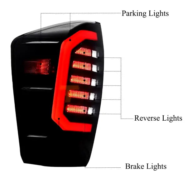 DRL Tail Lights for 2016-2021 Toyota Tacoma LED Turn Signal Rear Brake Smoked L+R