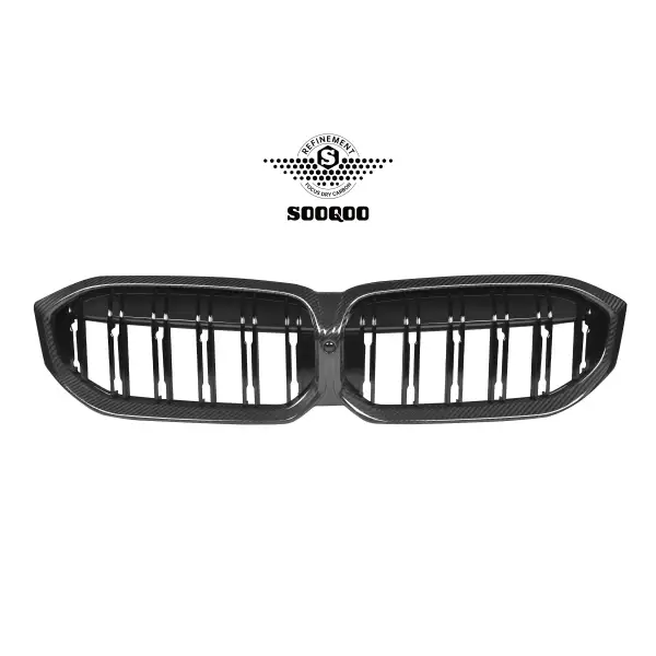 Dry Carbon Fiber Black Double Slats Front Bumper Kidney Grille Mesh Grill for BMW 3 Series G20 G28 LCI 2023+