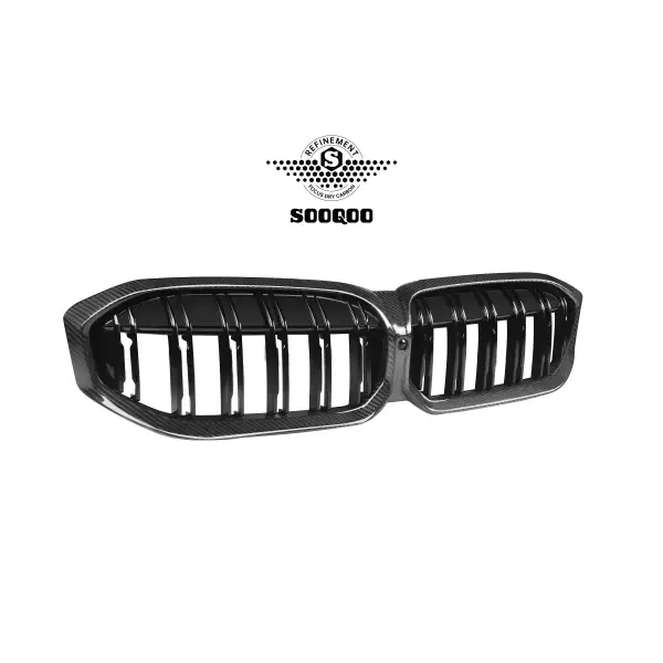 Dry Carbon Fiber Black Double Slats Front Bumper Kidney Grille Mesh Grill for BMW 3 Series G20 G28 LCI 2023+