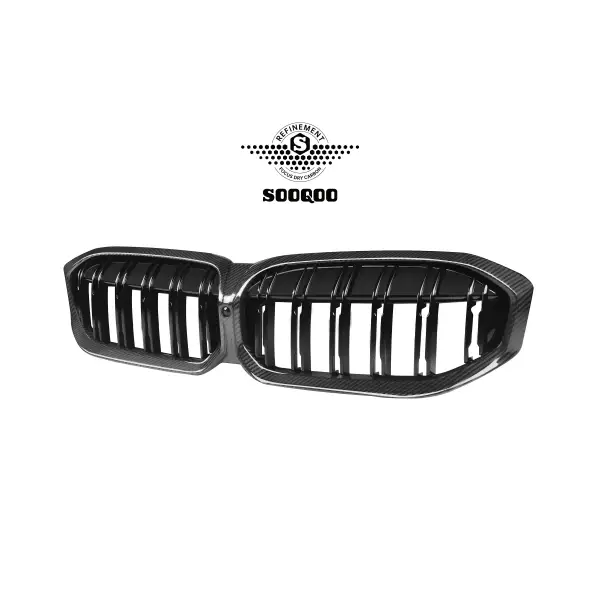 Dry Carbon Fiber Black Double Slats Front Bumper Kidney Grille Mesh Grill for BMW 3 Series G20 G28 LCI 2023+