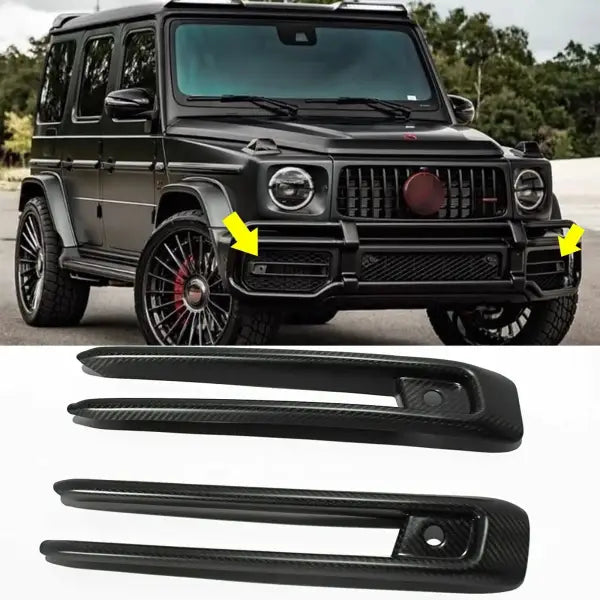 Dry Carbon Fiber Car Front Bumper Cover Insert Fog Lamp Cover Fit for Mercedes G-Class W464 W463A G63 AMG 2019-2022