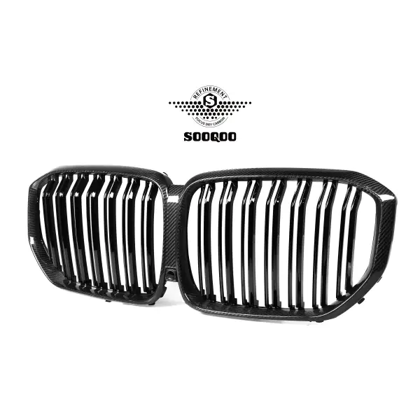 Dry Carbon Fiber Double Slat Carbon Black Front Grill Grille Mesh for BMW X5 G05 M50I 2020+