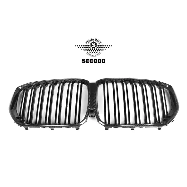 Dry Carbon Fiber Double Slat Carbon Black Front Grill Grille Mesh for BMW X5 G05 M50I 2020+