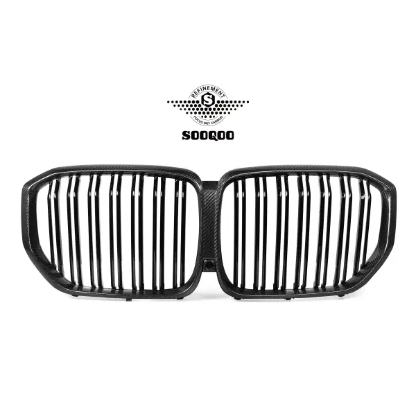 Dry Carbon Fiber Double Slat Carbon Black Front Grill Grille Mesh for BMW X5 G05 M50I 2020+