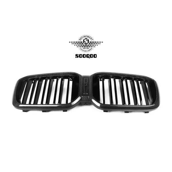 Dry Carbon Fiber Double Slat Gloss Black Center Mesh Grill Grille Front Bumper Kidney for BMW G01 G08 F97 X3 G02 X4 LCI 2022-IN