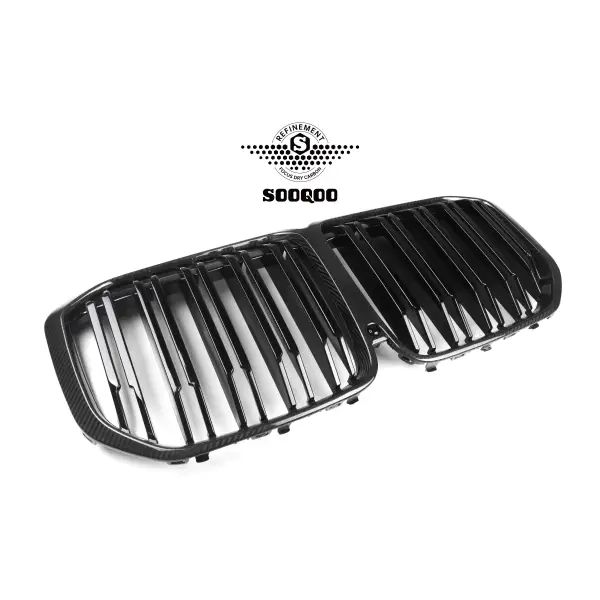 Dry Carbon Fiber Double Slat Gloss Carbon Car Grille Grill Mesh Front Bumper Kidney for BMW X7 G07 2020+