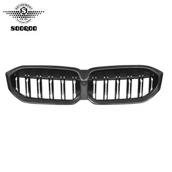 Dry Carbon Fiber Gloss Carbon Double Slats Kidney Grille Mesh Grill for BMW 3 Series G20 LCI G21 G28