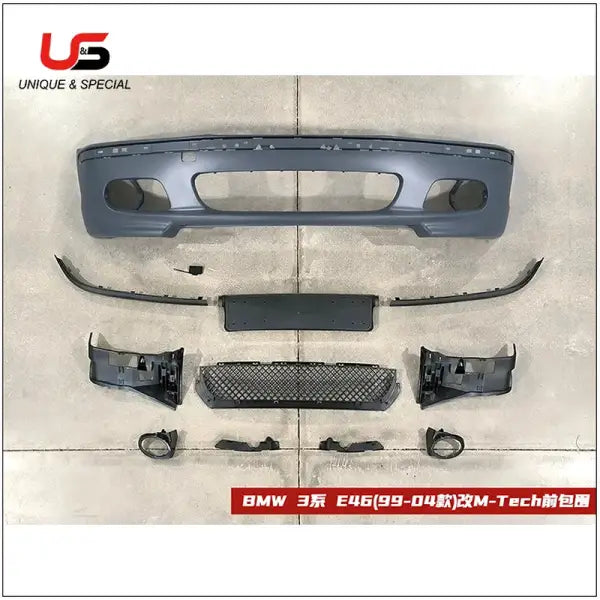 E46 MT Style M-Tech Front Bumper Car Exterior Front Bumper Body Kits for BMW 3 Series E46 1999-2004