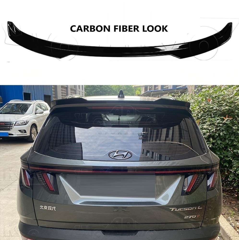 Car Craft Compatible With Hyundai Tucson 2023+ Rear Trunk Wing Boot Spoiler Lip Splitter Skirt Ar-hyundai-037 Cf Carbon Fiber Look
