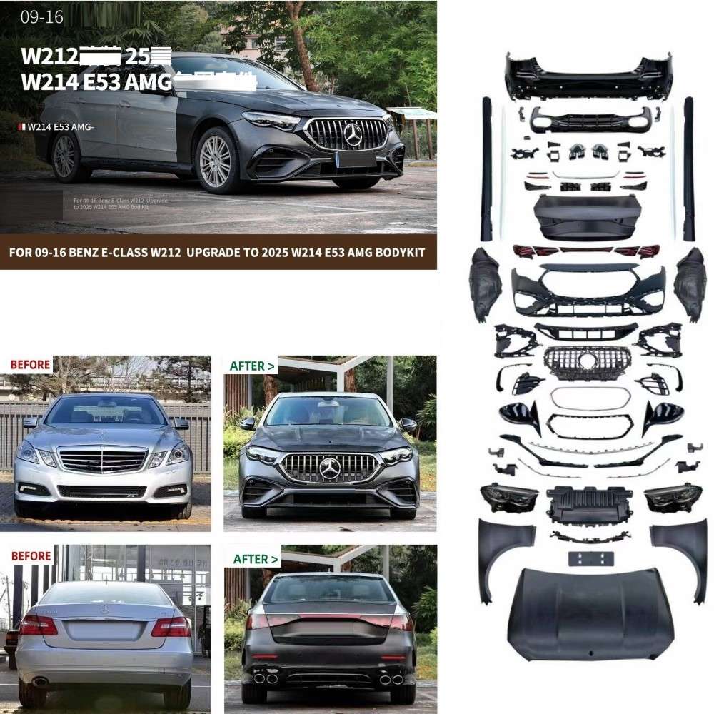 Car Craft Compatible With Mercedes Benz E Class W212 2009-2016 To W214 Lci 2024+ E53 Sports Upgrade Facelift Conversion Convert Bodykit Bumper Hood Headlight Taillight - CAR CRAFT INDIA