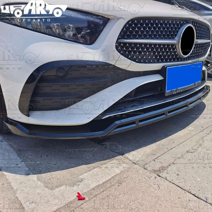 Car Craft Compatible With Mercedes Benz A Class W177 2024+ Amg Front Bumper Lip Splitter Skirts Black Ar-benz-0115 Cf Carbon Fiber Look