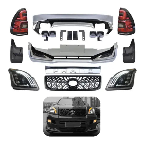 FJ120 Upgrade to TRD Sport Style Modellista Body Kit Facelift Car Bumper Grille for Land Cruiser Prado 2003-2009 FJ120