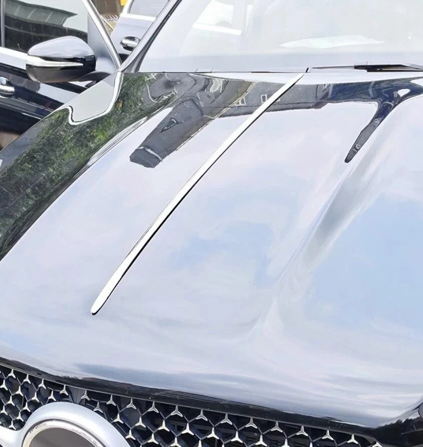 Car Craft Compatible With Mercedes Benz A C E S Cla Class Glc Gle Gls W177 W204 W205 W206 W212 W213 W2014 W221 W222 W223 W117 H247 W253 W254 W166 X166 W167 X167 Engine Hood Bonnet Chrome Trim Molding Maybach Style