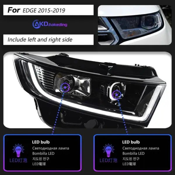 Ford Edge Headlights 2015-2018 New Edge LED Headlight DRL