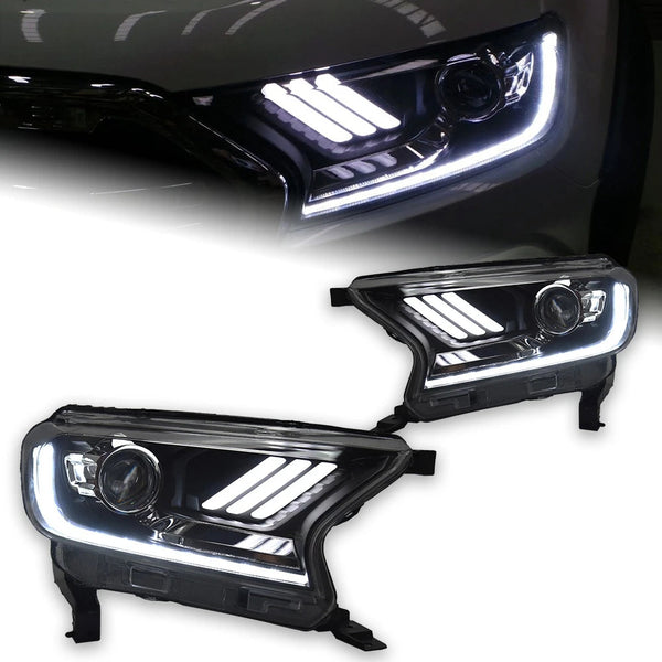 Ford Everest Ranger Headlights 2016-2020 Dynamic Turn Signal LED Headlight DRL Hid Bi Xenon