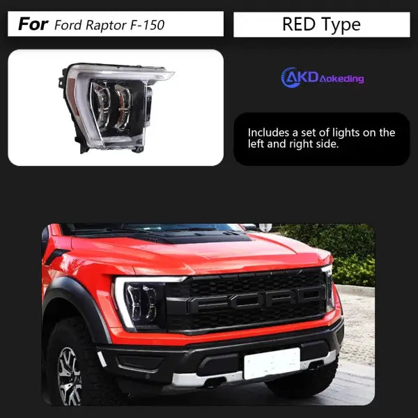 Ford F-150 Raptor LED Headlight 2021-2023 Headlights F150 DRL Turn Signal High Bea Bi Xenon Beam