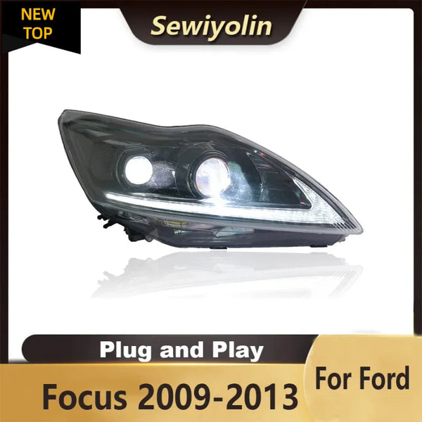 For Ford Focus 2009-2013 Car Headlight Assembly LED Lights Lamp DRL Signal Plug and Play Daytime Running
