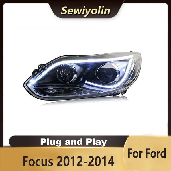 For Ford Focus 2012-2014 Car Headlight Assembly LED Lights Lamp DRL Signal Plug and Play Daytime Running