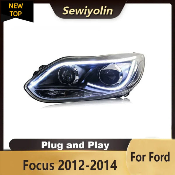 For Ford Focus 2012-2014 Car Headlight Assembly LED Lights Lamp DRL Signal Plug and Play Daytime Running