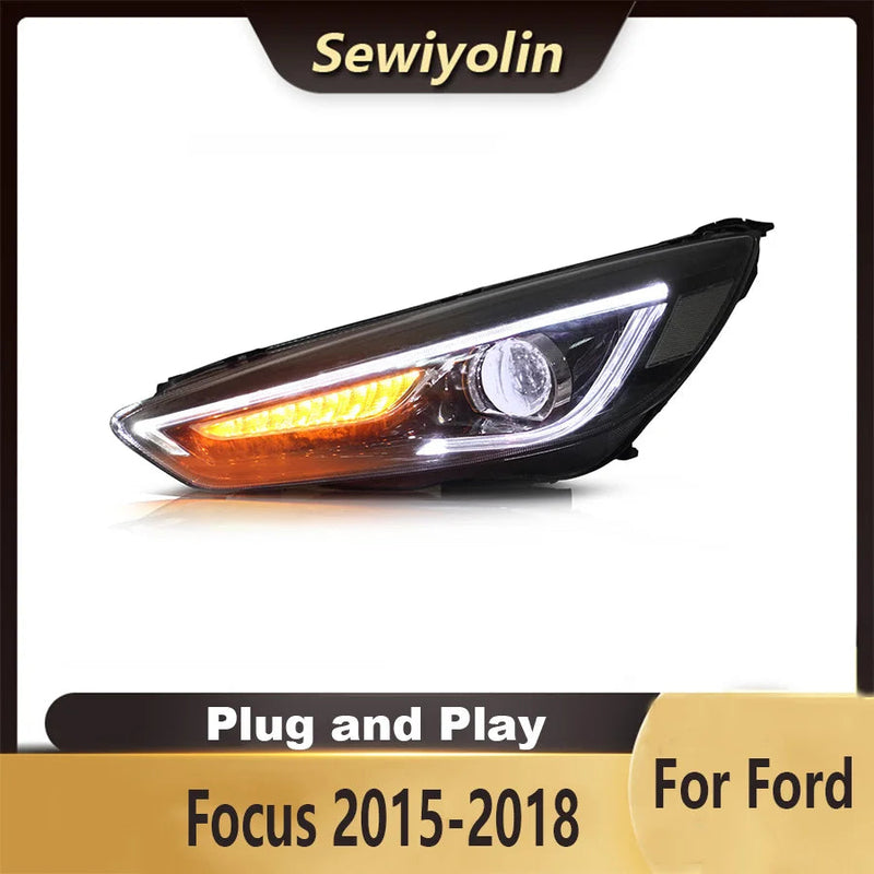 For Ford Focus 2015-2018 Car Headlight Assembly LED Lights Lamp DRL Signal Plug and Play Daytime Running