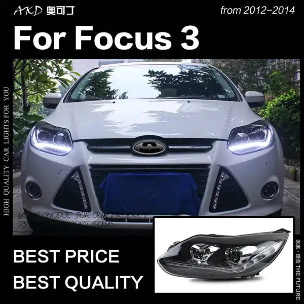 Ford Focus Headlight 2012-2014 Focus LED DRL D2H Hid Option