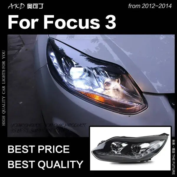 Ford Focus Headlight 2012-2014 Focus LED DRL D2H Hid Option