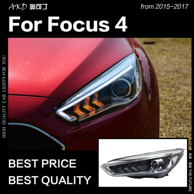 Ford Focus Headlight 2015-2017 New Focus LED DRL D2H Hid Head Lamp Angel Eye Bi Xenon Beam