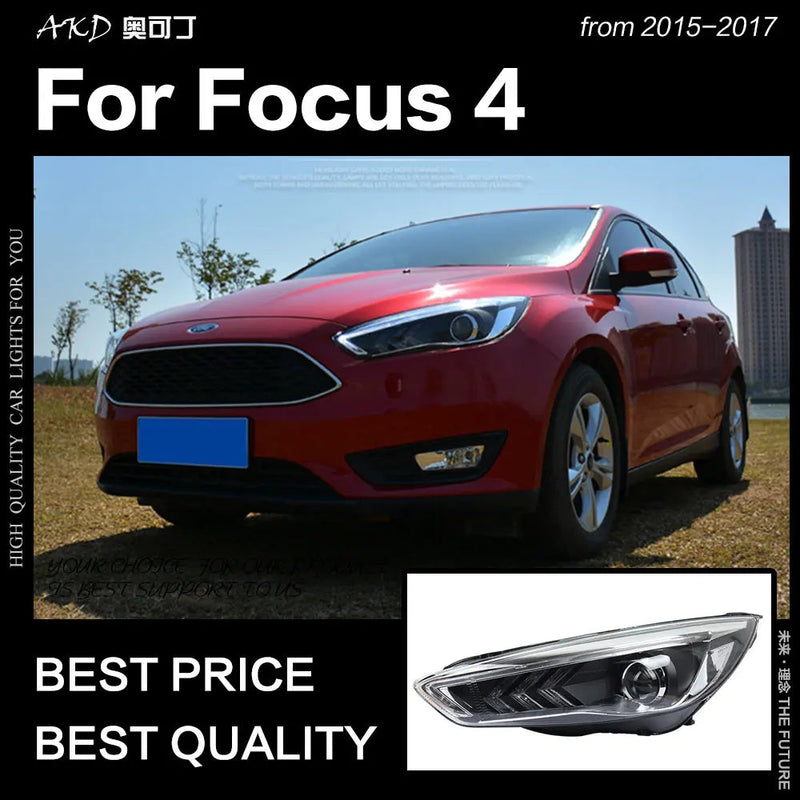 Ford Focus Headlight 2015-2017 New Focus LED DRL D2H Hid Head Lamp Angel Eye Bi Xenon Beam