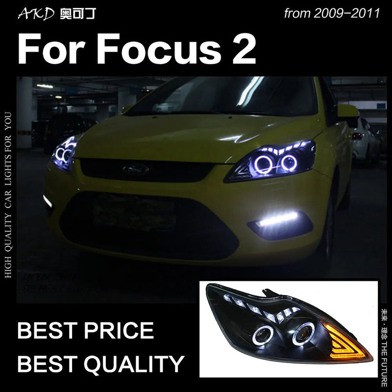 Ford Focus Headlights 2009-2011 Focus 2 LED Headlight DRL Hid Head Lamp Angel Eye Bi Xenon Beam