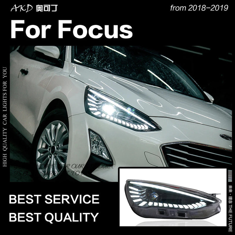 Ford Focus Headlights 2018-2019 New Focus LED Headlight Dynamic Signal Led Drl Hid Bi Xenon