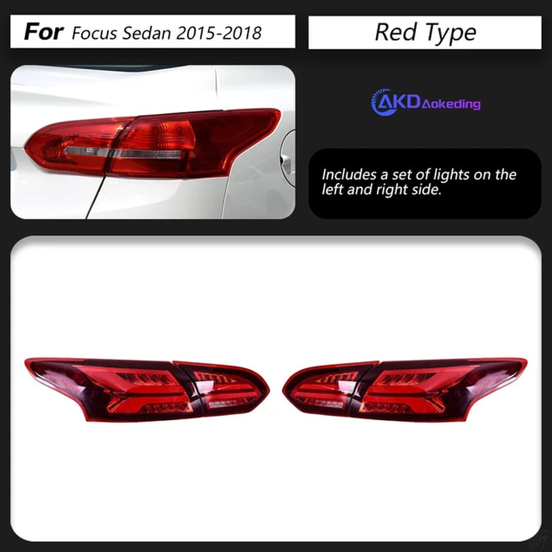 Ford Focus Tail Lights 2015-2018 Focus Sedan LED Tail Lamp LED DRL Signal Brake Reverse