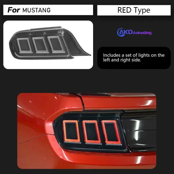 Ford Mustang Tail Lights 2015-2022 Dynamic Signal Tail Lamp LED Tail Light DRL Brake Reverse