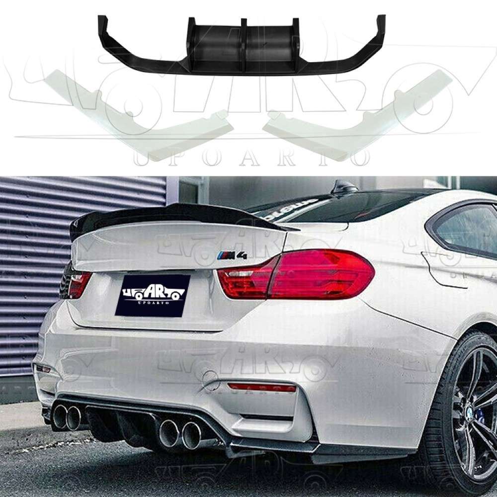 Car Craft Compatible With Bmw 3 Series F80 F82 M3 M4 2012-2018 Rear Bumper After Lip Splitter Skirts Diffuser Ak Style Ar-bm-0180 Cf Carbon Fiber Look - CAR CRAFT INDIA