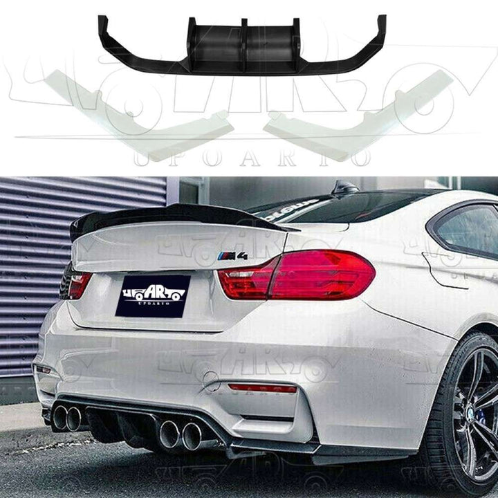 Car Craft Compatible With Bmw 3 Series F80 F82 M3 M4 2012-2018 Rear Bumper After Lip Splitter Skirts Diffuser Ak Style Ar-bm-0180 Cf Carbon Fiber Look - CAR CRAFT INDIA