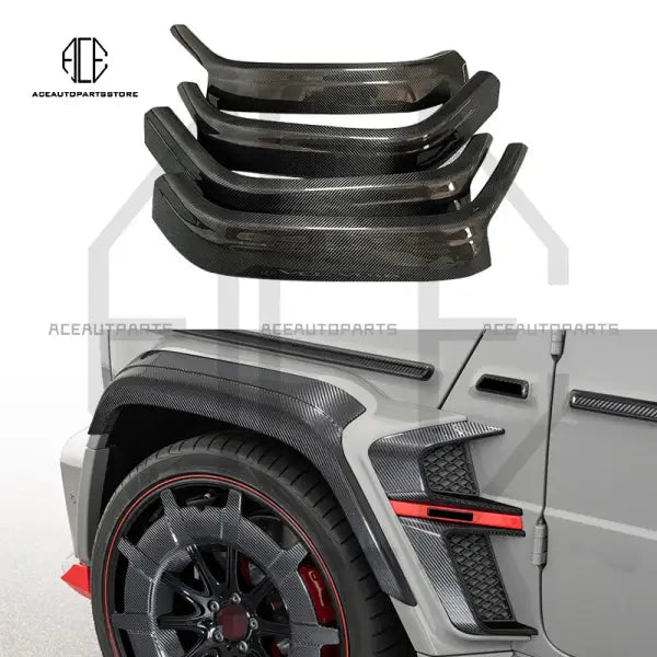 G900 over Fender Dry Carbon Fiber Material Wheel Eyebrow Rocket Style Flares Wheel Arch for W464 W463A G63 G65 G550 G500