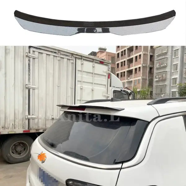 Glossy Black/Carbon Fiber Look M Style Rear Trunk Spoiler Lip Extension+Rear Roof Spoiler Lip Wing for Jeep Compass 2016-2022