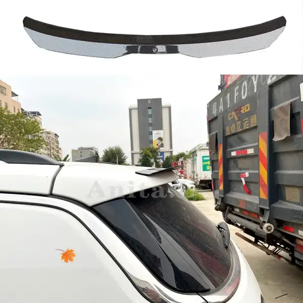 Glossy Black/Carbon Fiber Look M Style Rear Trunk Spoiler Lip Extension+Rear Roof Spoiler Lip Wing for Jeep Compass 2016-2022