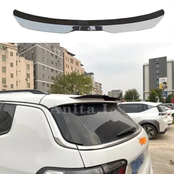 Glossy Black/Carbon Fiber Look M Style Rear Trunk Spoiler Lip Extension+Rear Roof Spoiler Lip Wing for Jeep Compass 2016-2022