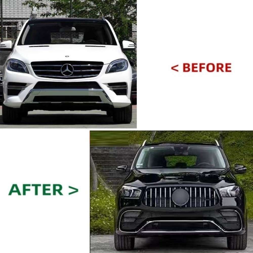 Car Craft Compatible With Mercedes Benz Ml Gle W166 2012-2019 Upgrade Facelift Covert To 2023+ Gle63 Lci Amg Bodykit Bumper Grill Diffuser Headlight Taillight Hood Fender After Lip 1:1 - CAR CRAFT INDIA
