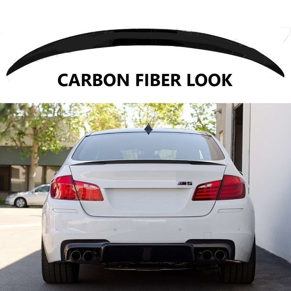 Car Craft Compatible With Bmw 5 Series F10 2010-2017 Rear Trunk Wing Boot Spoiler Lip Splitter Skirt Ar-bm-037 Cf Carbon Fiber Look - CAR CRAFT INDIA