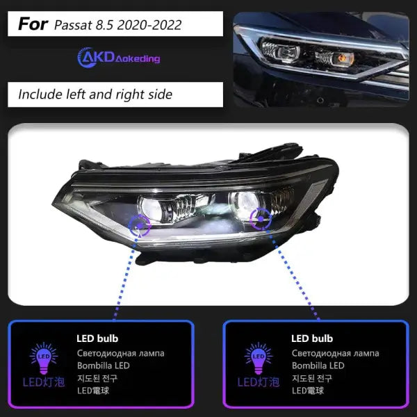 Head lamp light for VW Passat B8.5 LED Headlight 2020-2022