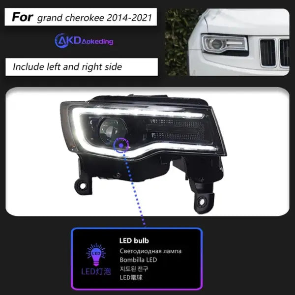 Headlight for Jeep Grand Cherokee LED Headlights 2014-2021 Head Lamp Car Styling DRL Signal Projector Lens