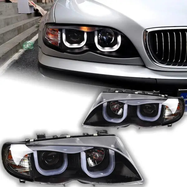 BMW E46 Headlights 2001-2006 320I 318I 323I 325I Headlight DRL Head Lamp Angel Eye Bi Xenon Beam