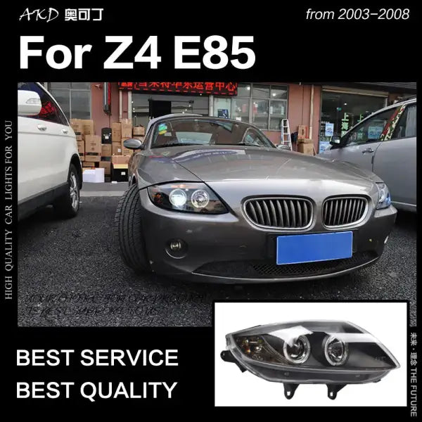 BME Z4 Headlights 2003-2008 E85 LED Headlight DRL Hid Head Lamp Angel Eye Bi Xenon Beam