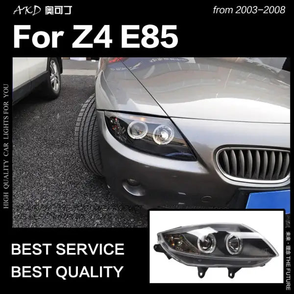 BME Z4 Headlights 2003-2008 E85 LED Headlight DRL Hid Head Lamp Angel Eye Bi Xenon Beam